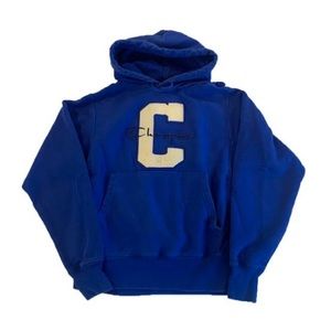 Champion varsity letter blue hoodie sweatshirt small mens medium womens kids XL